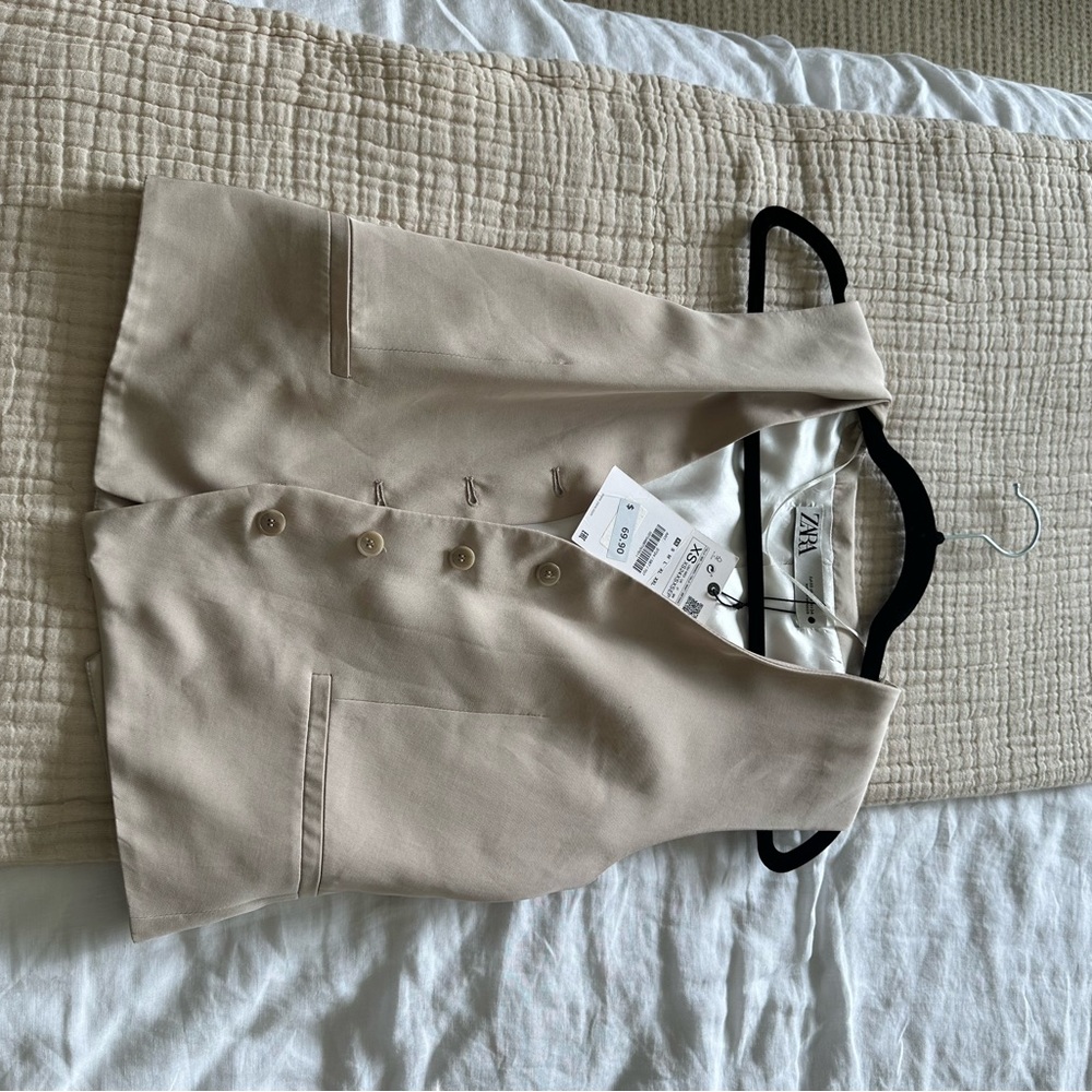 Zara Light Tan Buttoned Vest
